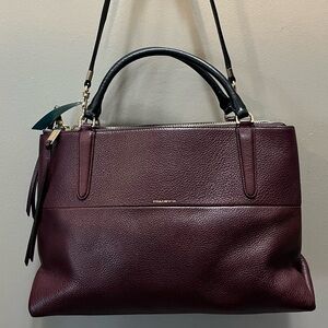 RARE Coach Borough Pebbled Leather Multi-Pocket Satchel